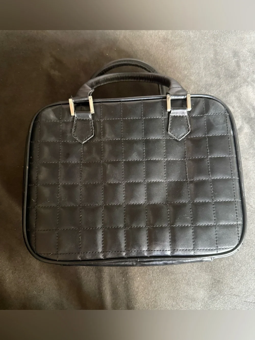 Black Quilted Jewelry Organizer Travel Case with Removable Clear Zip Pouches
